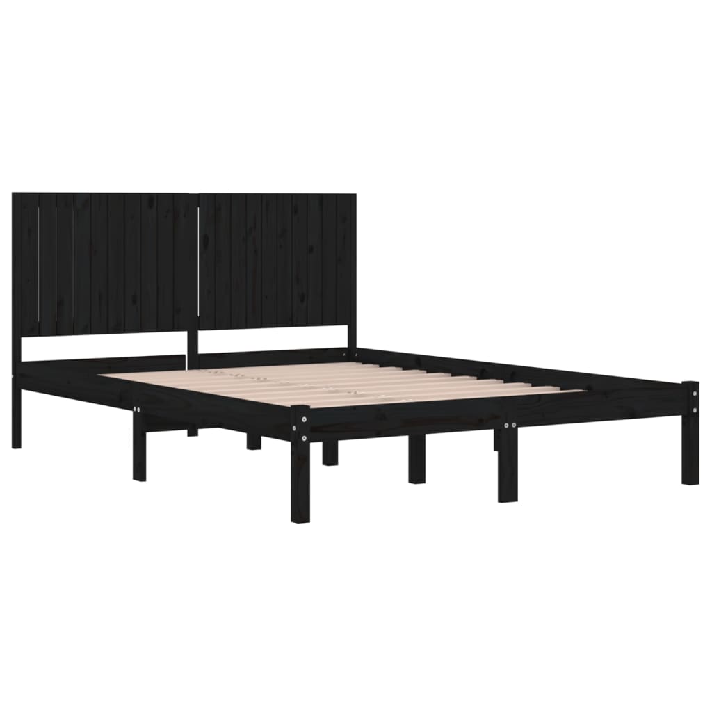 Sängynrunko musta täysi mänty 200x200 cm - Sisustajankoti.fi