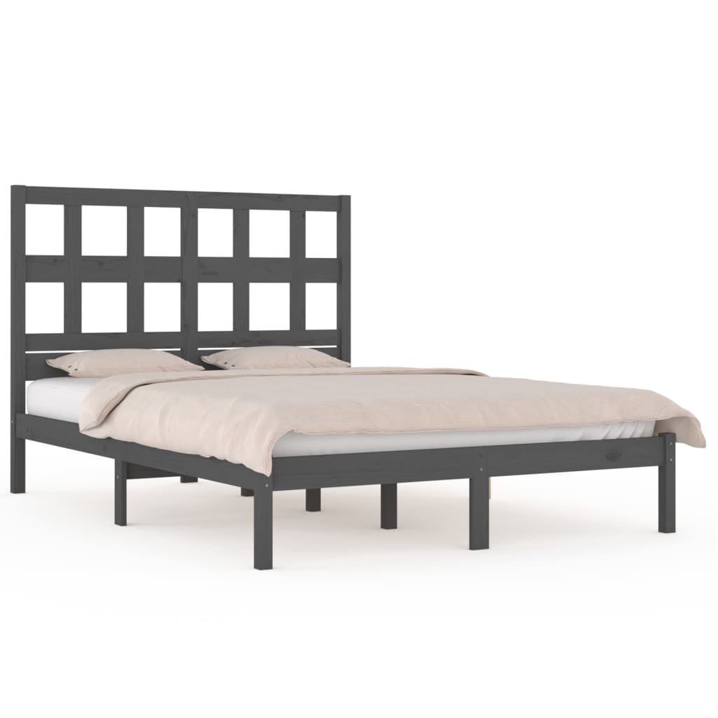 Sängynrunko harmaa täysi mänty 180x200 cm 6FT Super King Size - Sisustajankoti.fi