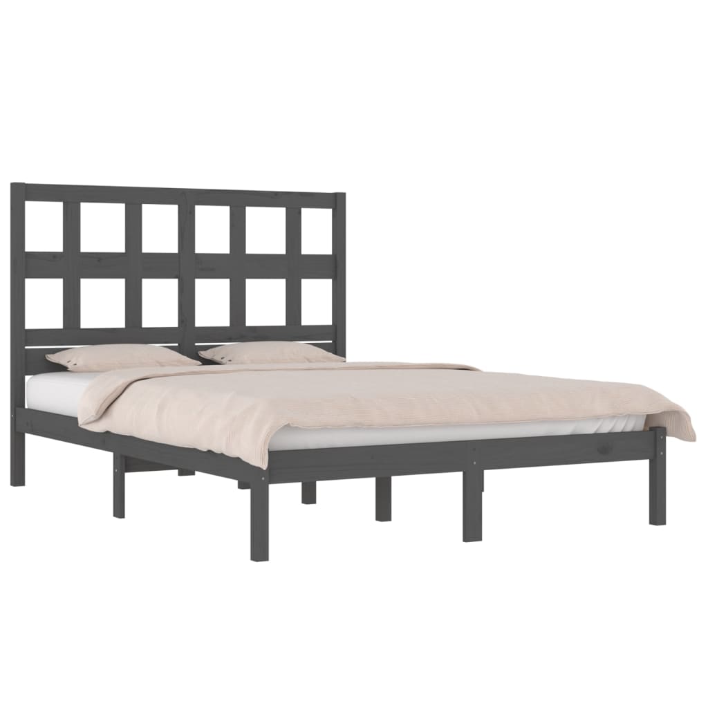 Sängynrunko harmaa täysi mänty 180x200 cm 6FT Super King Size - Sisustajankoti.fi