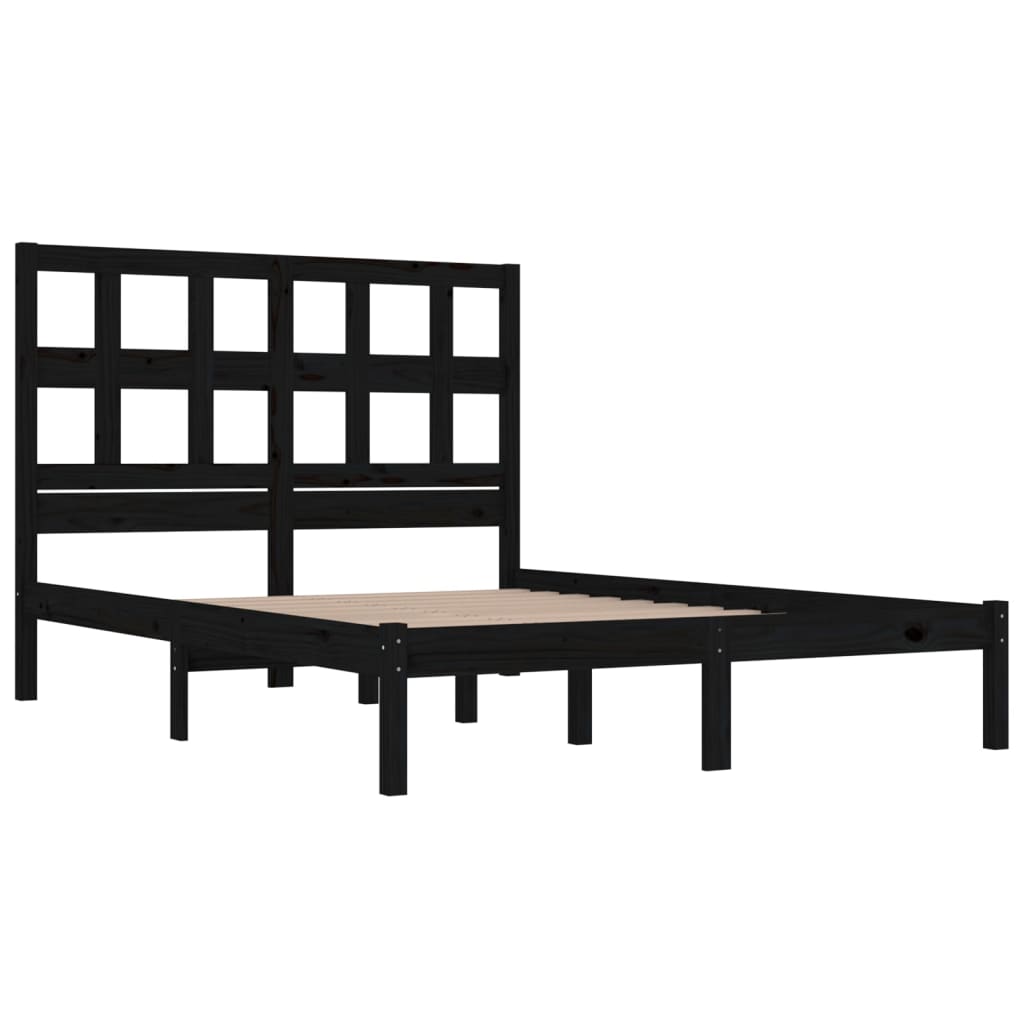 Sängynrunko musta täysi mänty 200 x 200 cm - Sisustajankoti.fi