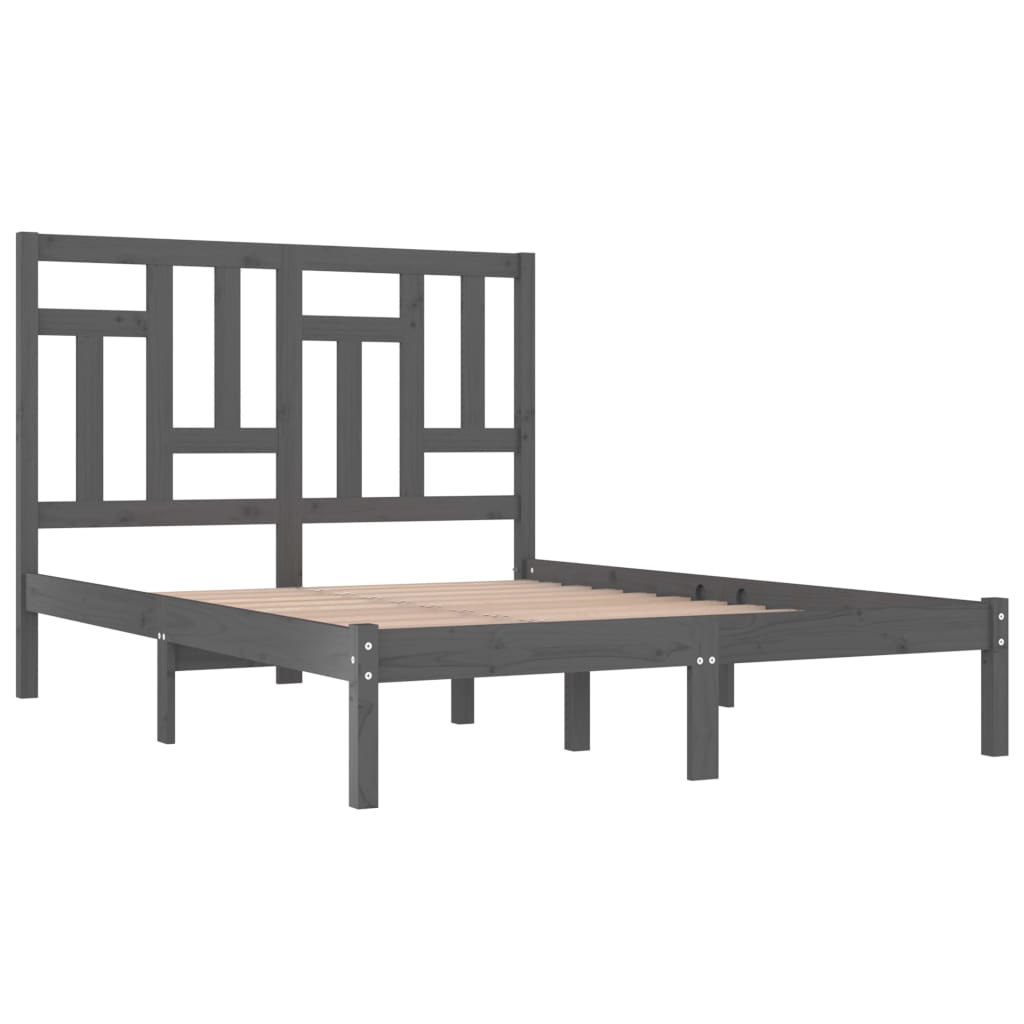 Sängynrunko harmaa täysi mänty 200x200 cm - Sisustajankoti.fi