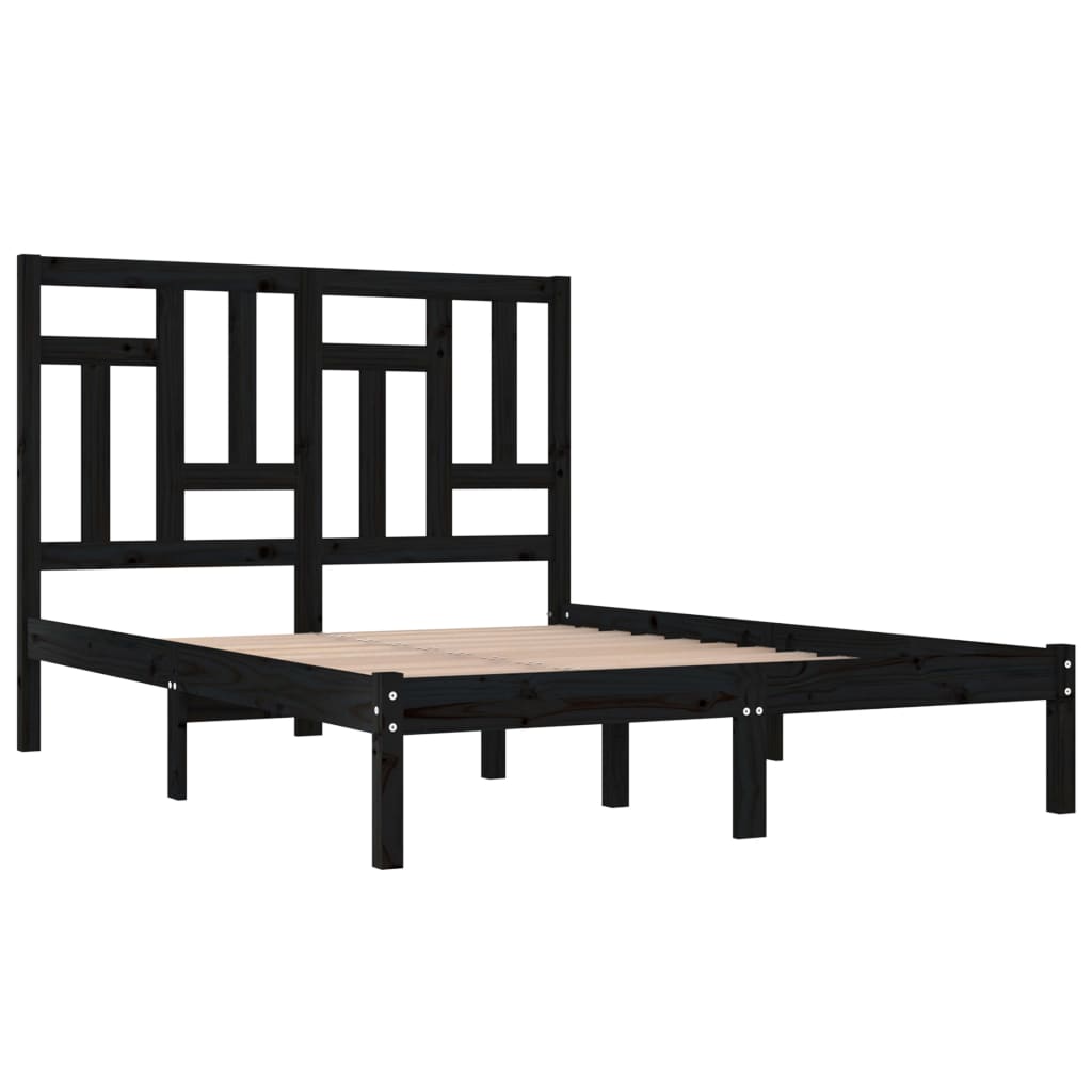 Sängynrunko musta täysi mänty 200 x 200 cm - Sisustajankoti.fi