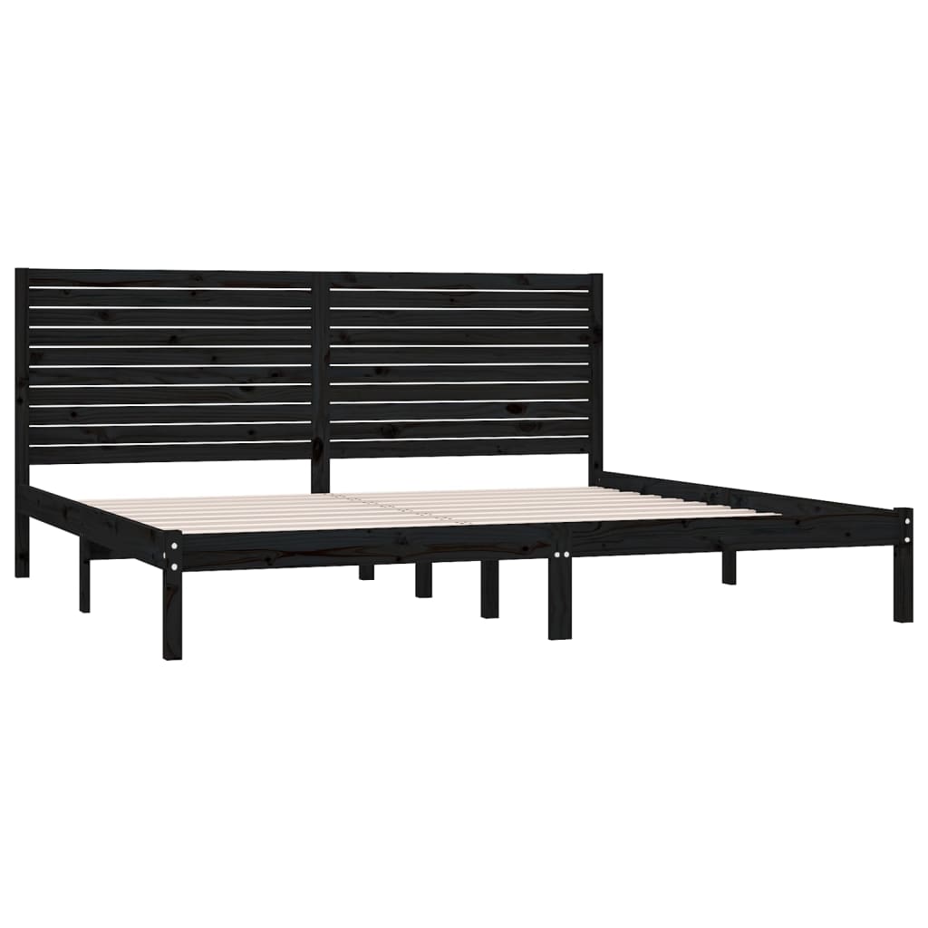 Sängynrunko musta täysi puu 200 x 200 cm - Sisustajankoti.fi