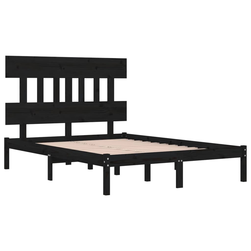 Sängynrunko musta täysi puu 200 x 200 cm - Sisustajankoti.fi