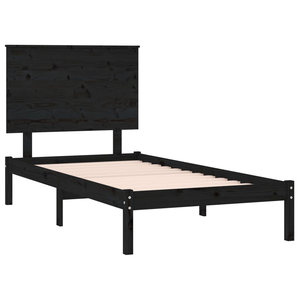 Sängynrunko musta täysi mänty 100x200 cm - Sisustajankoti.fi