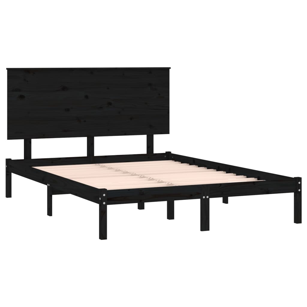 Sängynrunko musta täysi mänty 120x200 cm - Sisustajankoti.fi
