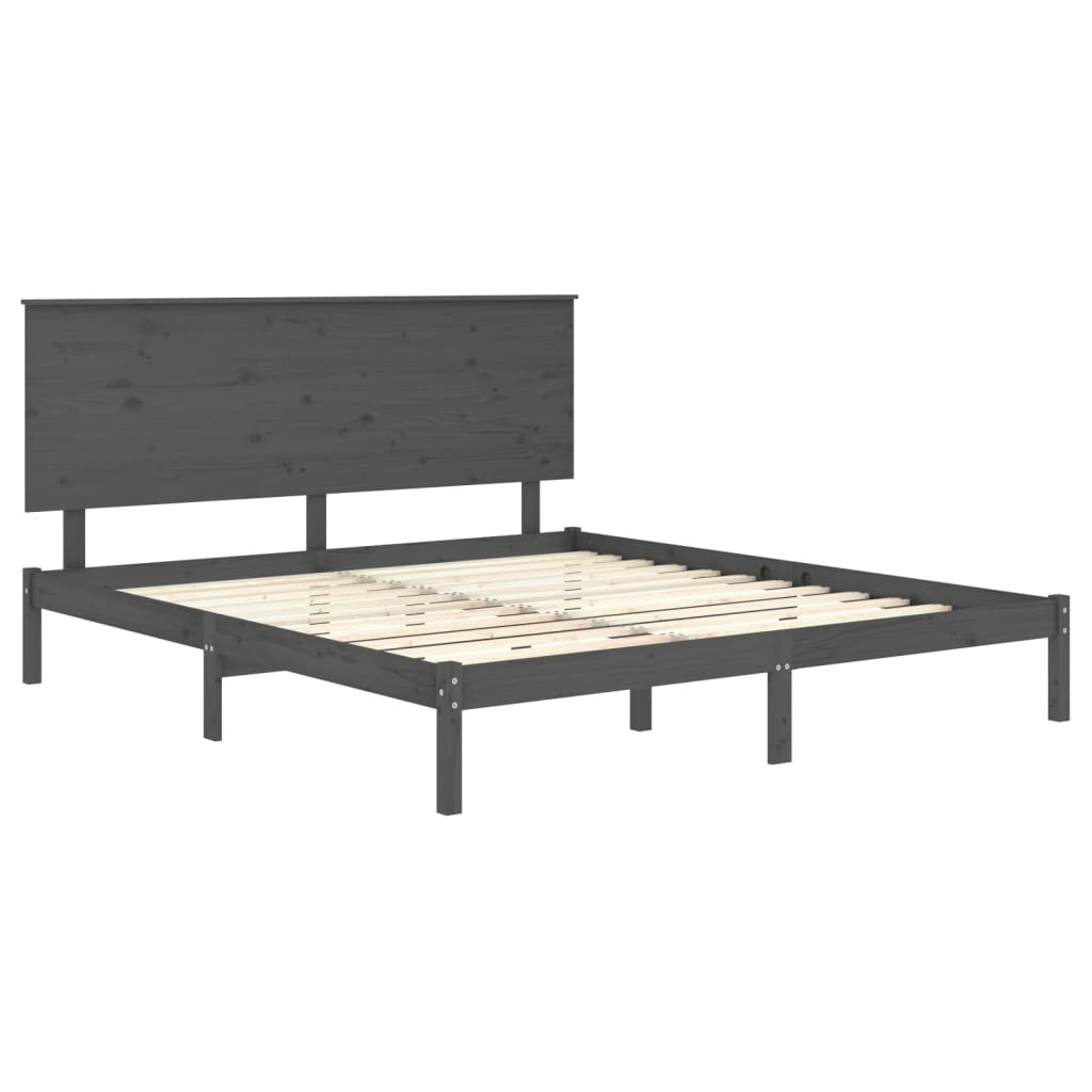 Sängynrunko harmaa täysi mänty 200x200 cm - Sisustajankoti.fi
