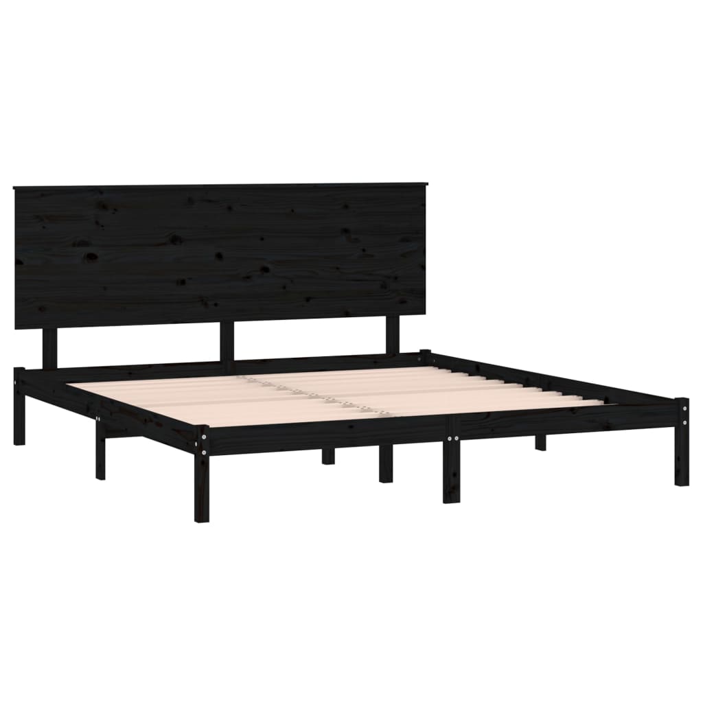 Sängynrunko musta täysi mänty 200x200 cm - Sisustajankoti.fi