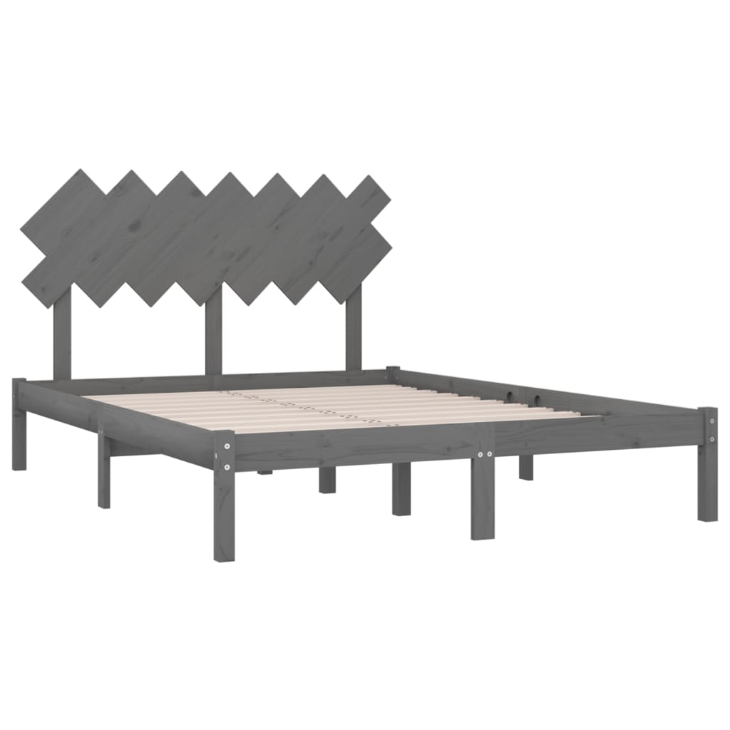 Sängynrunko harmaa täysi puu 150x200 cm 5FT King Size - Sisustajankoti.fi