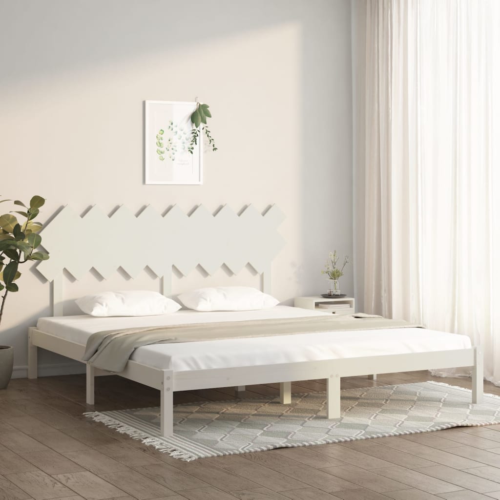 Sängynrunko valkoinen täysi puu 180x200 cm 6FT Super King - Sisustajankoti.fi
