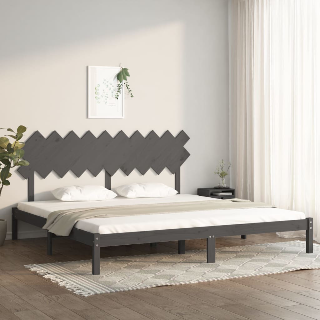Sängynrunko harmaa täysi mänty 200x200 cm - Sisustajankoti.fi