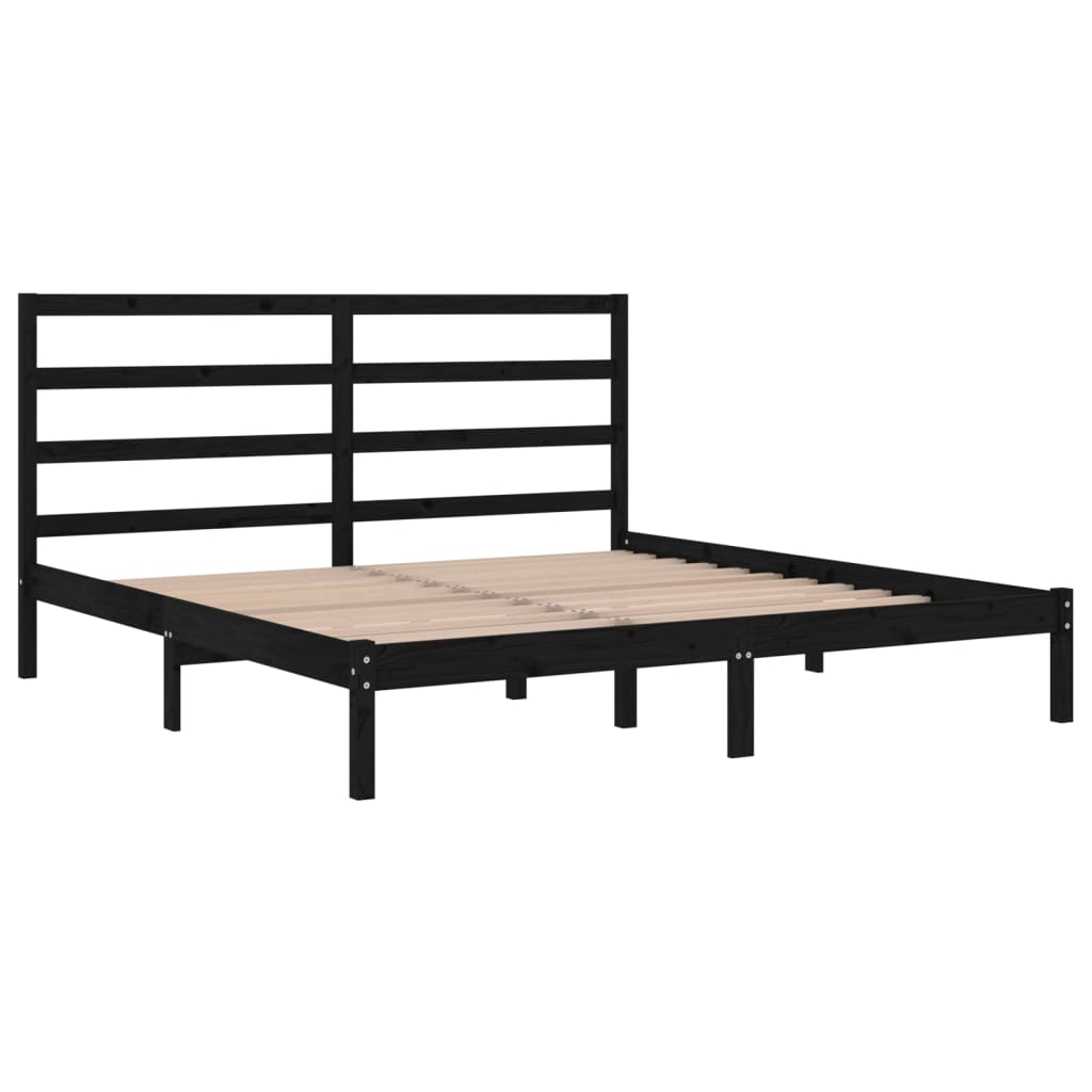 Sängynrunko musta täysi mänty 200 x 200 cm - Sisustajankoti.fi