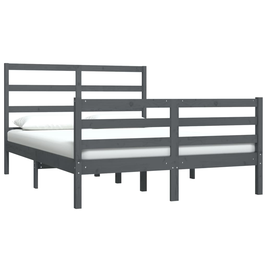 Sängynrunko harmaa täysi mänty 150x200 cm 5FT King Size - Sisustajankoti.fi