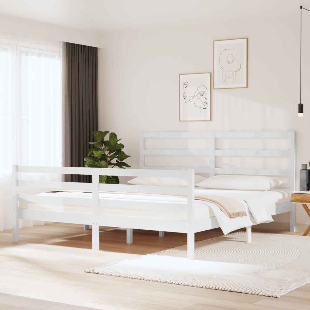 Sängynrunko valkoinen täysi mänty 180x200 cm 6FT Super King - Sisustajankoti.fi