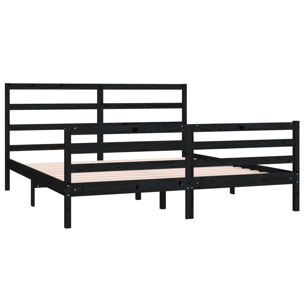 Sängynrunko musta täysi mänty 180x200 cm 6FT Super King - Sisustajankoti.fi