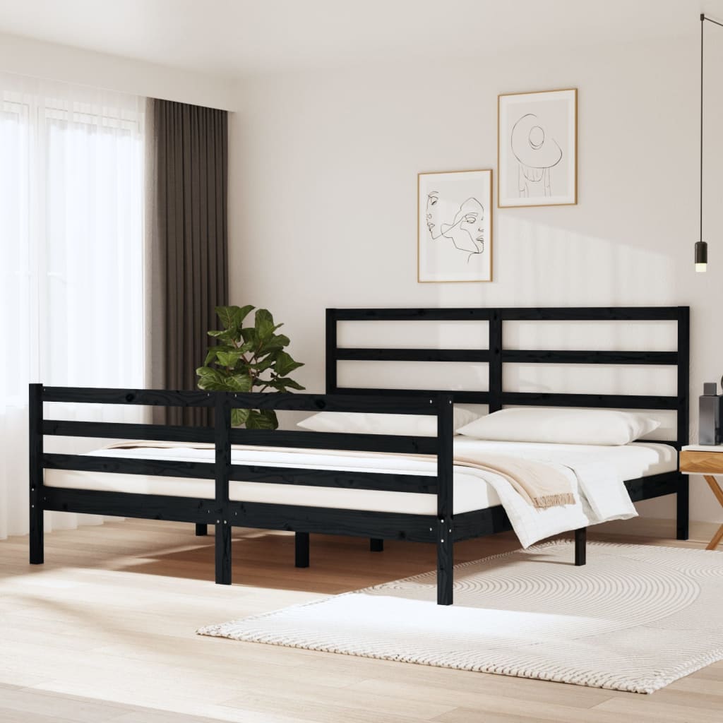 Sängynrunko musta täysi mänty 180x200 cm 6FT Super King - Sisustajankoti.fi