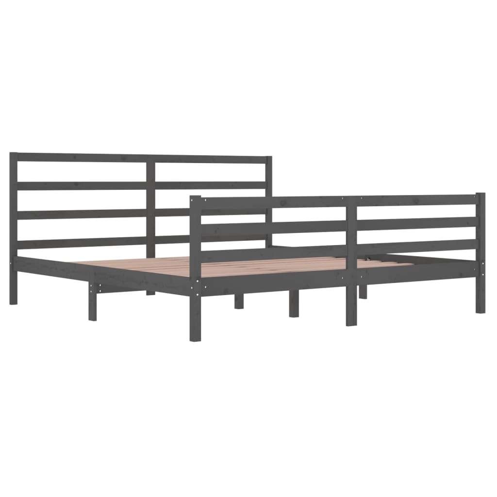 Sängynrunko harmaa täysi mänty 200 x 200 cm - Sisustajankoti.fi