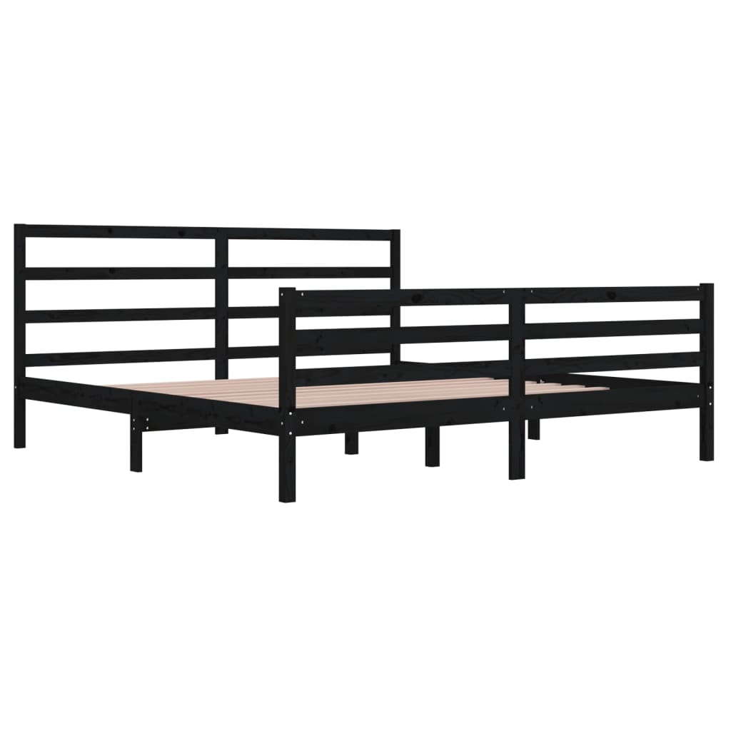 Sängynrunko musta täysi mänty 200 x 200 cm - Sisustajankoti.fi