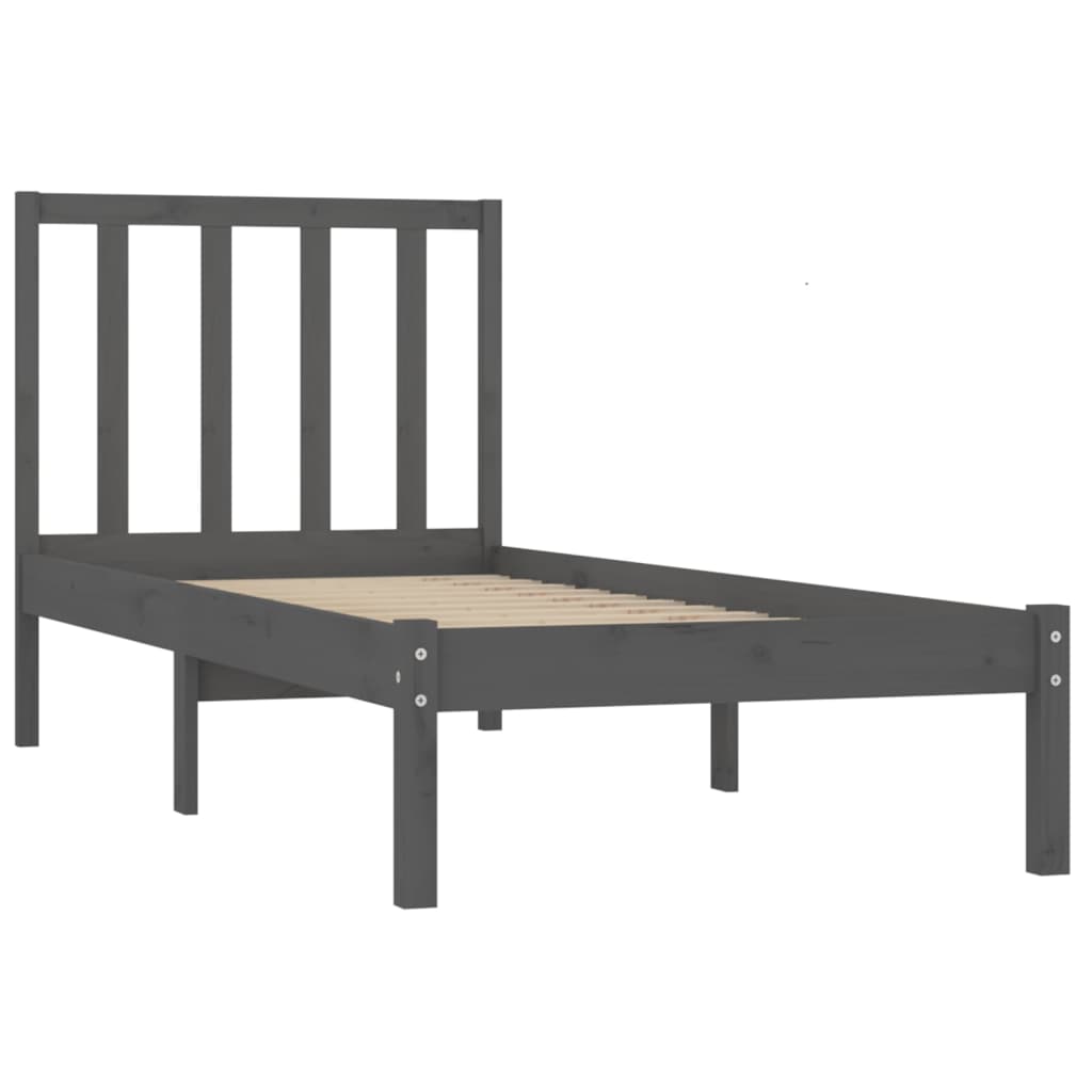 Sängynrunko harmaa täysi mänty 100x200 cm - Sisustajankoti.fi