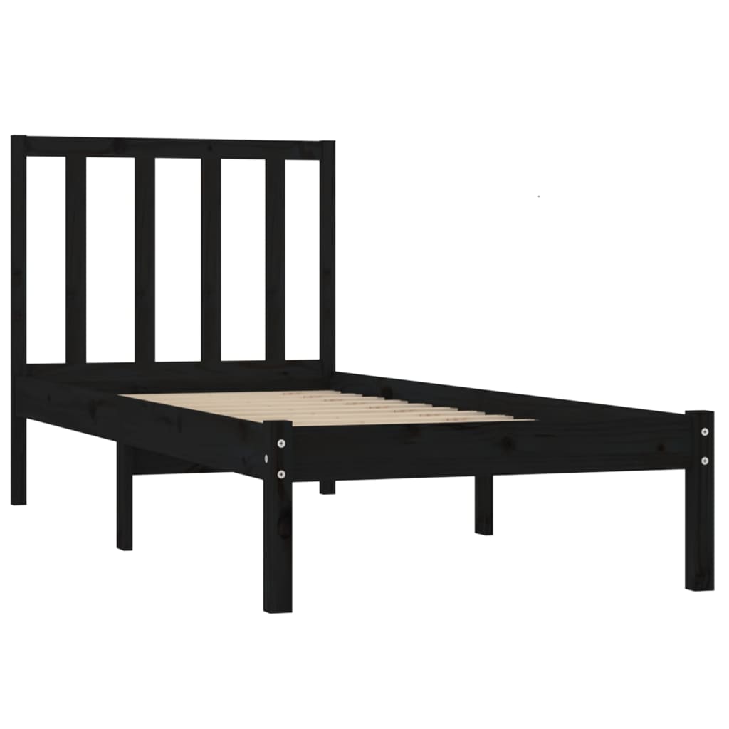 Sängynrunko musta täysi mänty 100x200 cm - Sisustajankoti.fi