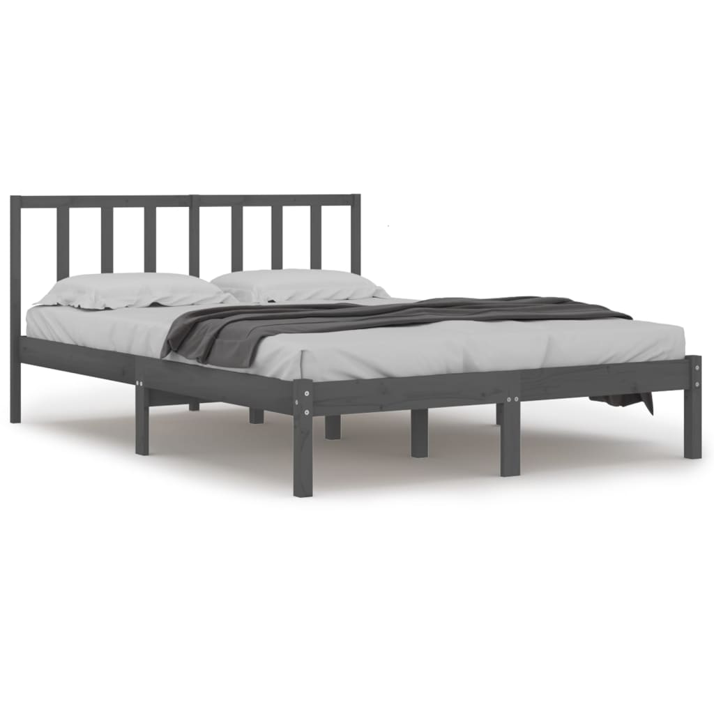 Sängynrunko harmaa täysi mänty 150x200 cm 5FT King Size - Sisustajankoti.fi