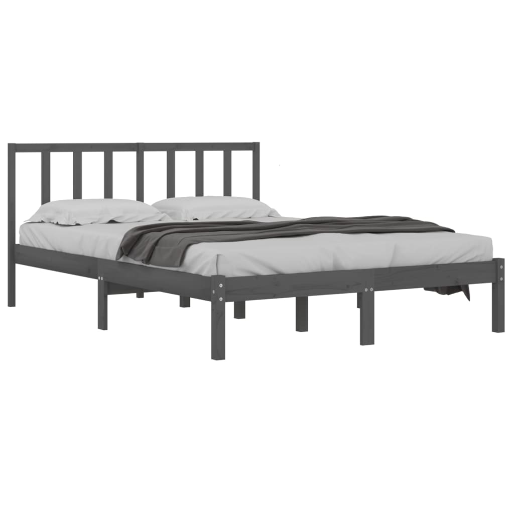Sängynrunko harmaa täysi mänty 150x200 cm 5FT King Size - Sisustajankoti.fi