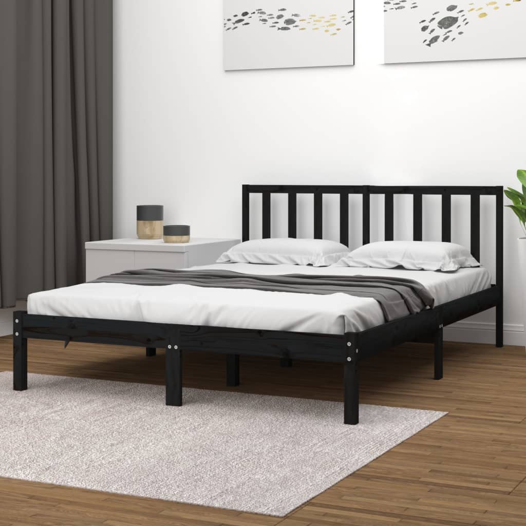 Sängynrunko musta täysi mänty 180x200 cm 6FT Super King - Sisustajankoti.fi