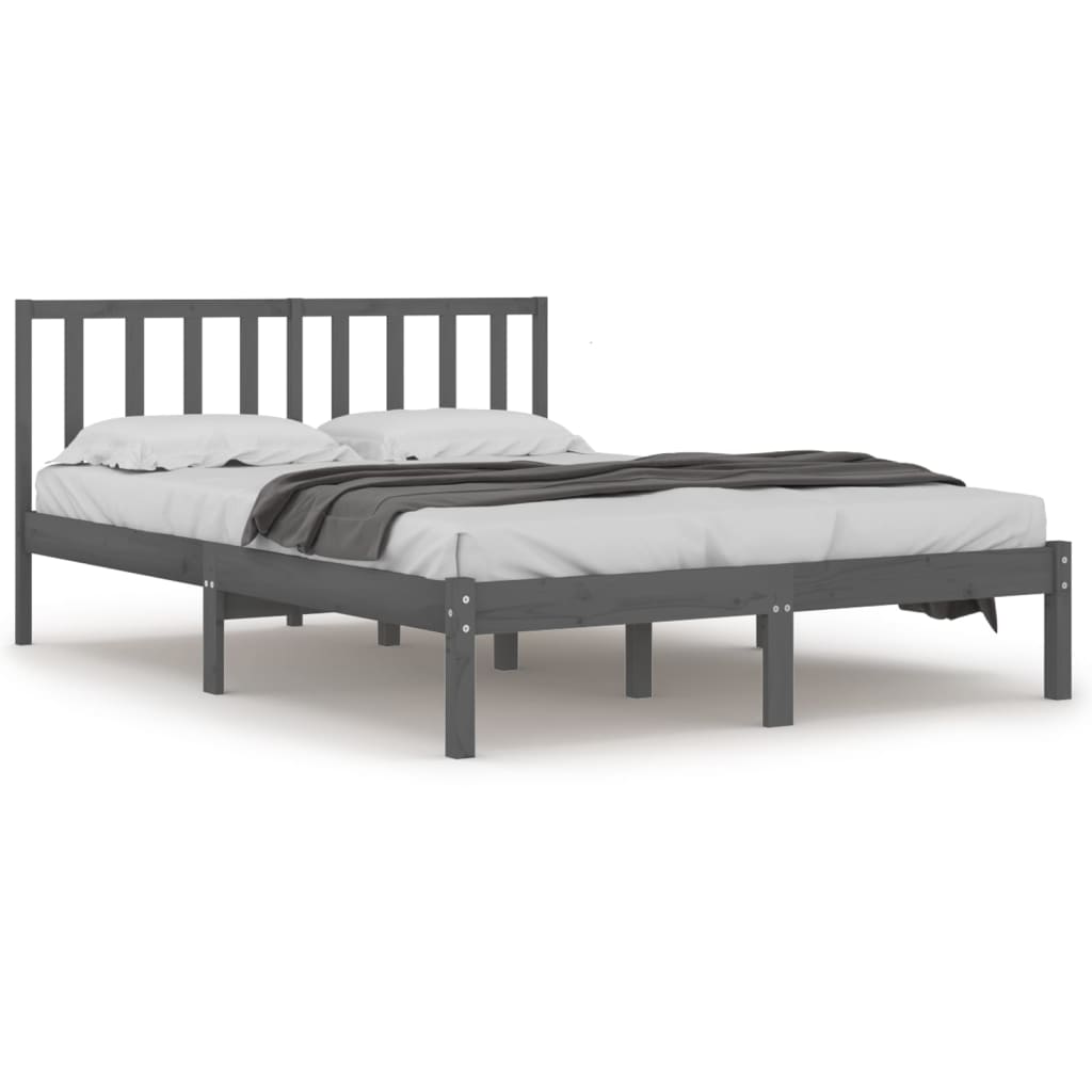 Sängynrunko harmaa täysi mänty 200x200 cm - Sisustajankoti.fi