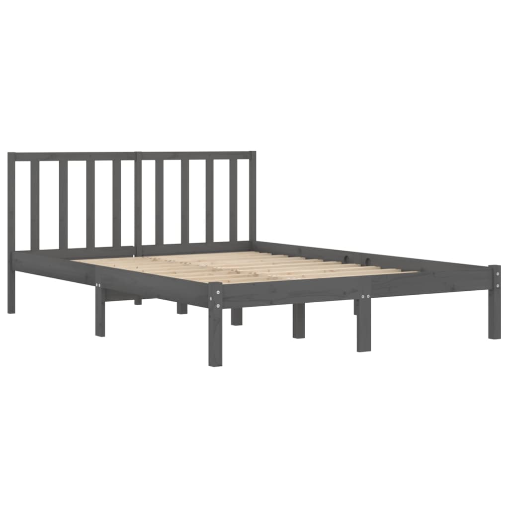 Sängynrunko harmaa täysi mänty 200x200 cm - Sisustajankoti.fi