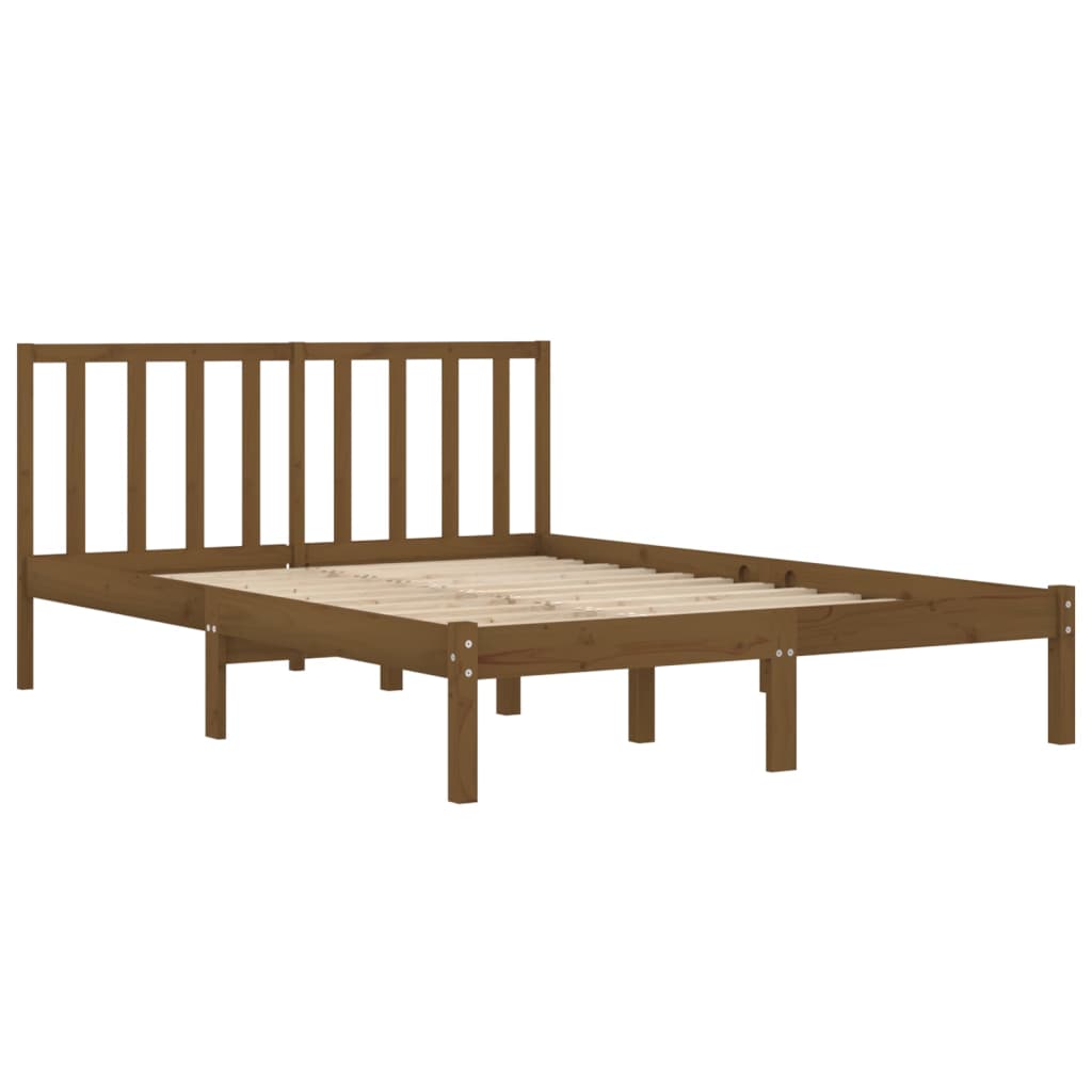 Sängynrunko hunajanruskea täysi mänty 200x200 cm - Sisustajankoti.fi