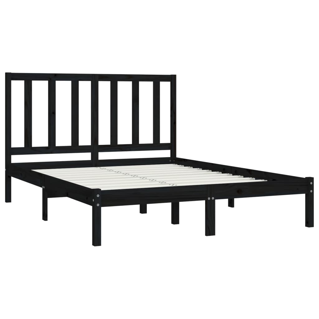 Sängynrunko musta täysi mänty 140x190 cm - Sisustajankoti.fi