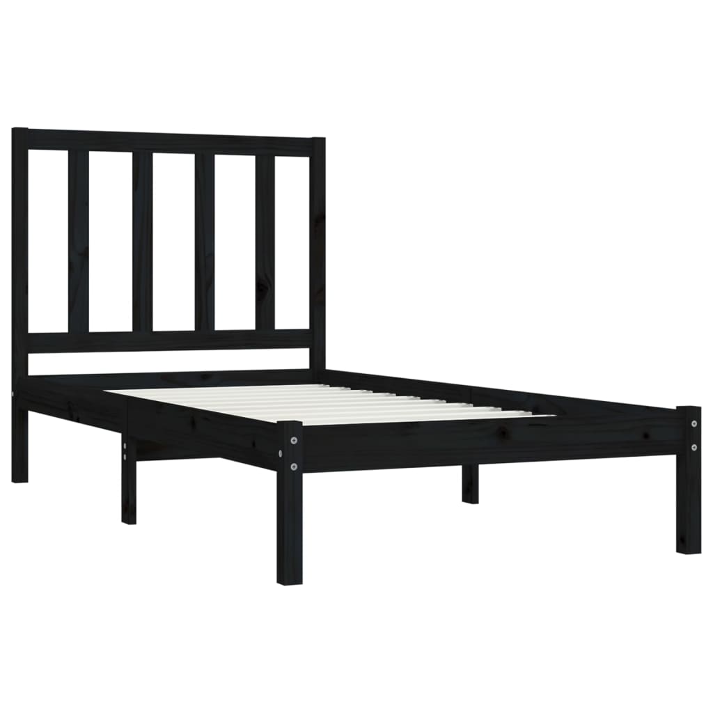 Sängynrunko musta täysi mänty 100x200 cm - Sisustajankoti.fi