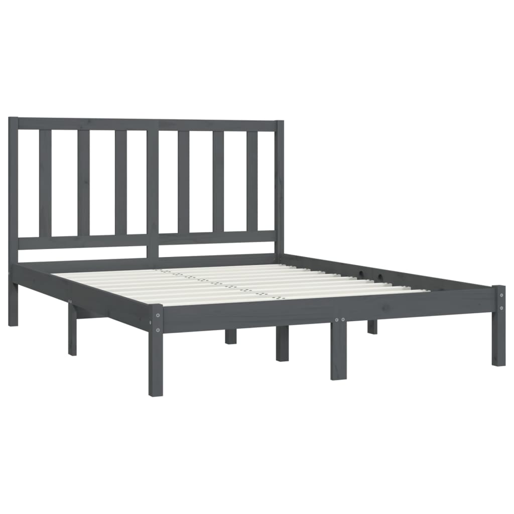 Sängynrunko harmaa täysi mänty 150x200 cm 5FT King Size - Sisustajankoti.fi
