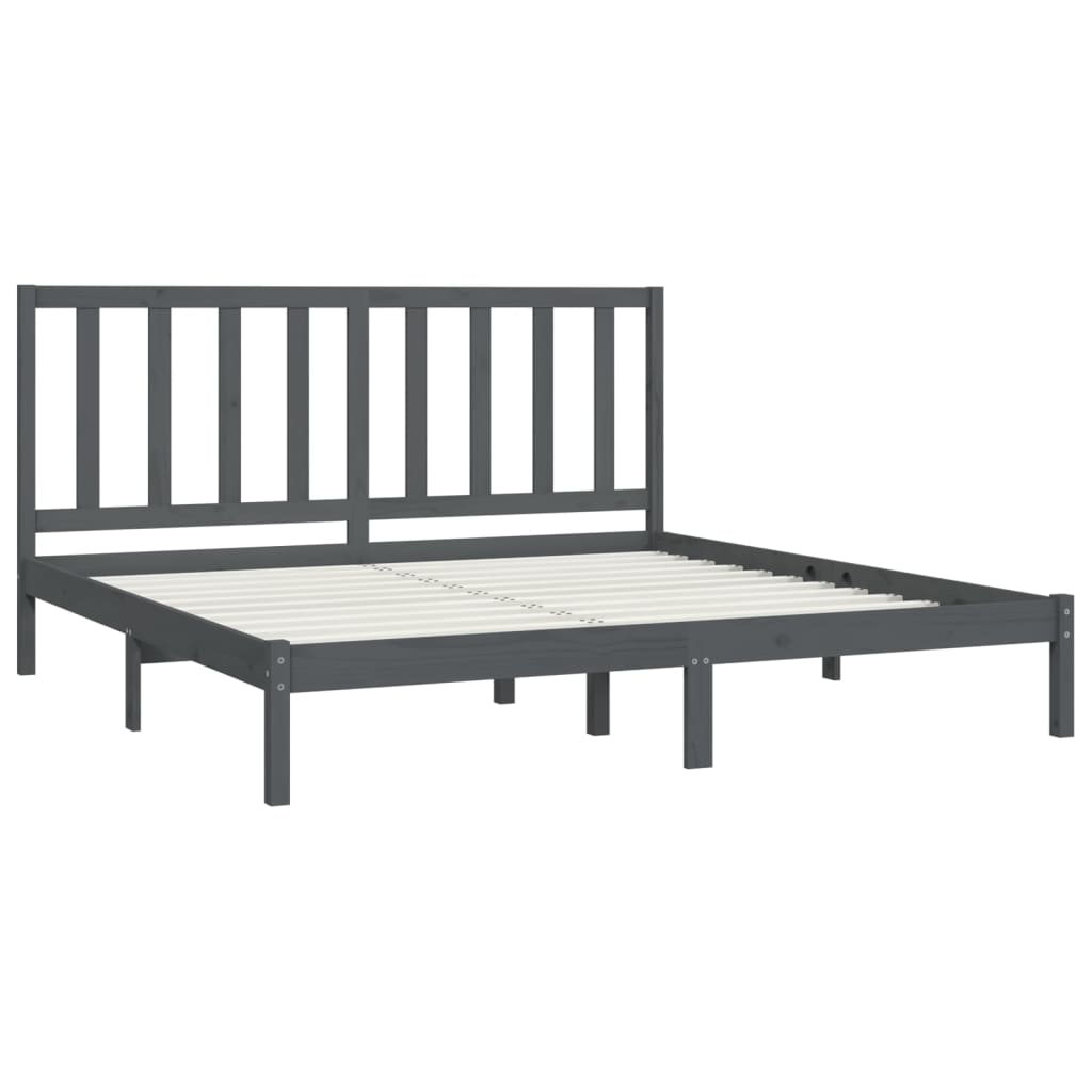 Sängynrunko harmaa täysi mänty 200x200 cm - Sisustajankoti.fi
