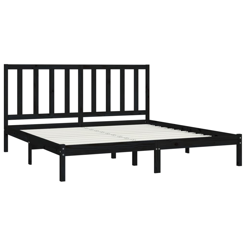 Sängynrunko musta täysi mänty 200 x 200 cm - Sisustajankoti.fi