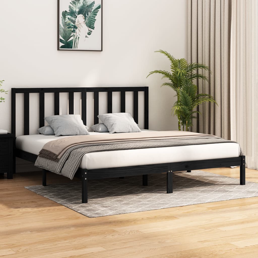 Sängynrunko musta täysi mänty 200 x 200 cm - Sisustajankoti.fi