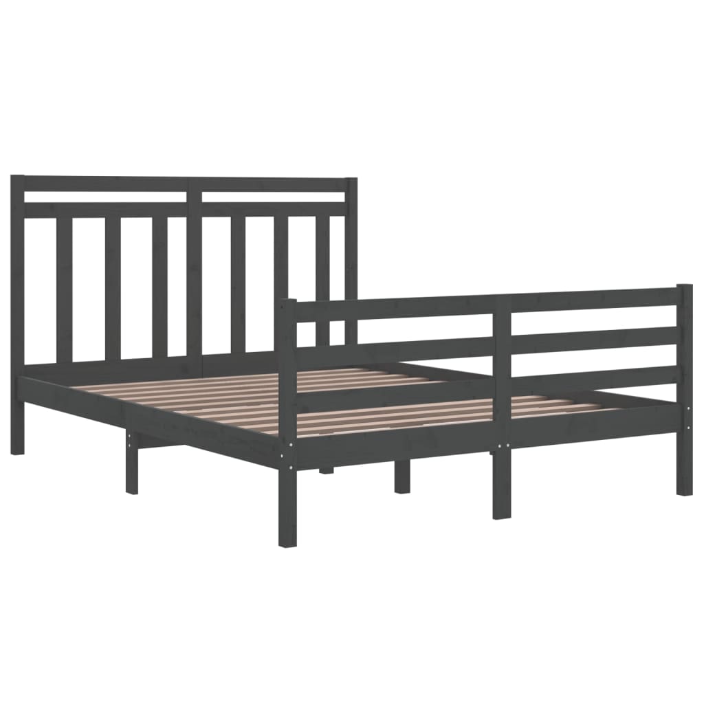 Sängynrunko harmaa täysi puu 150x200 cm 5FT King Size - Sisustajankoti.fi