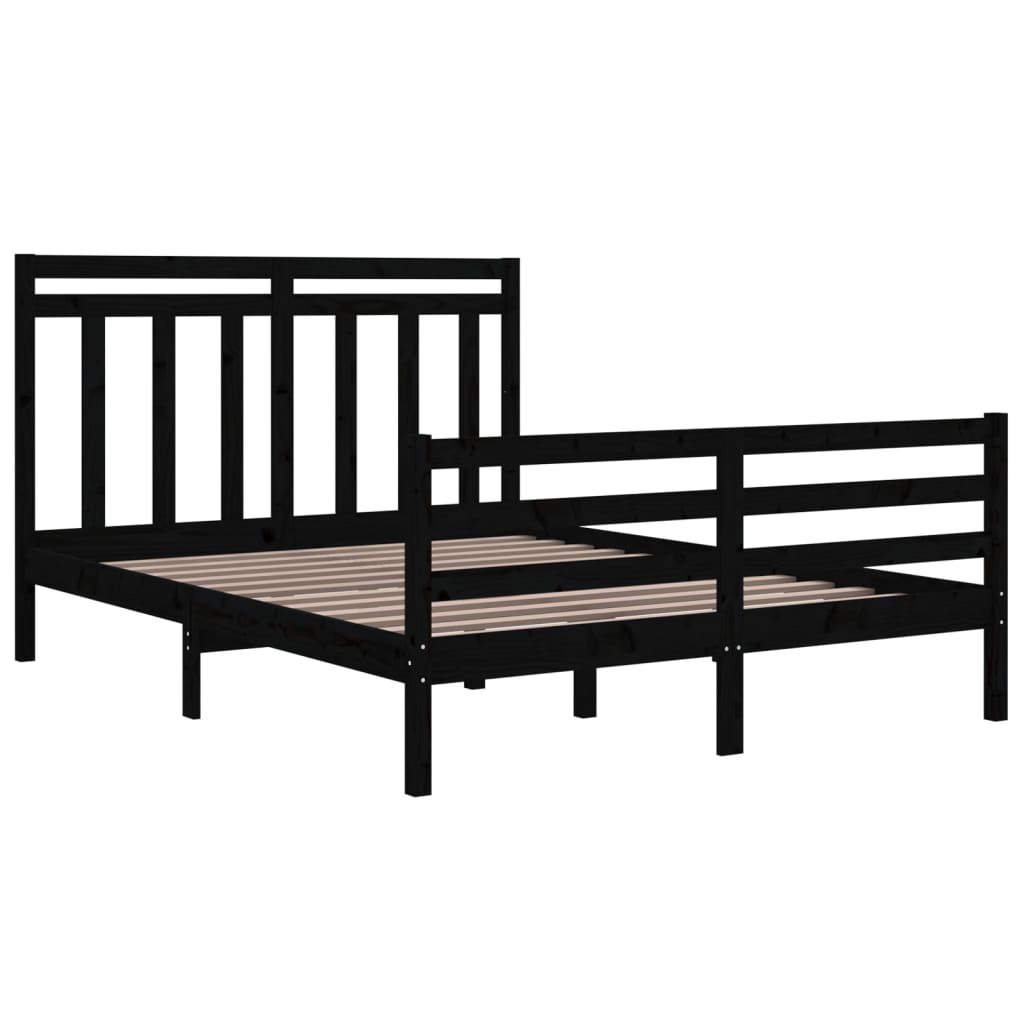Sängynrunko musta täysi puu 150x200 cm 5FT King Size - Sisustajankoti.fi