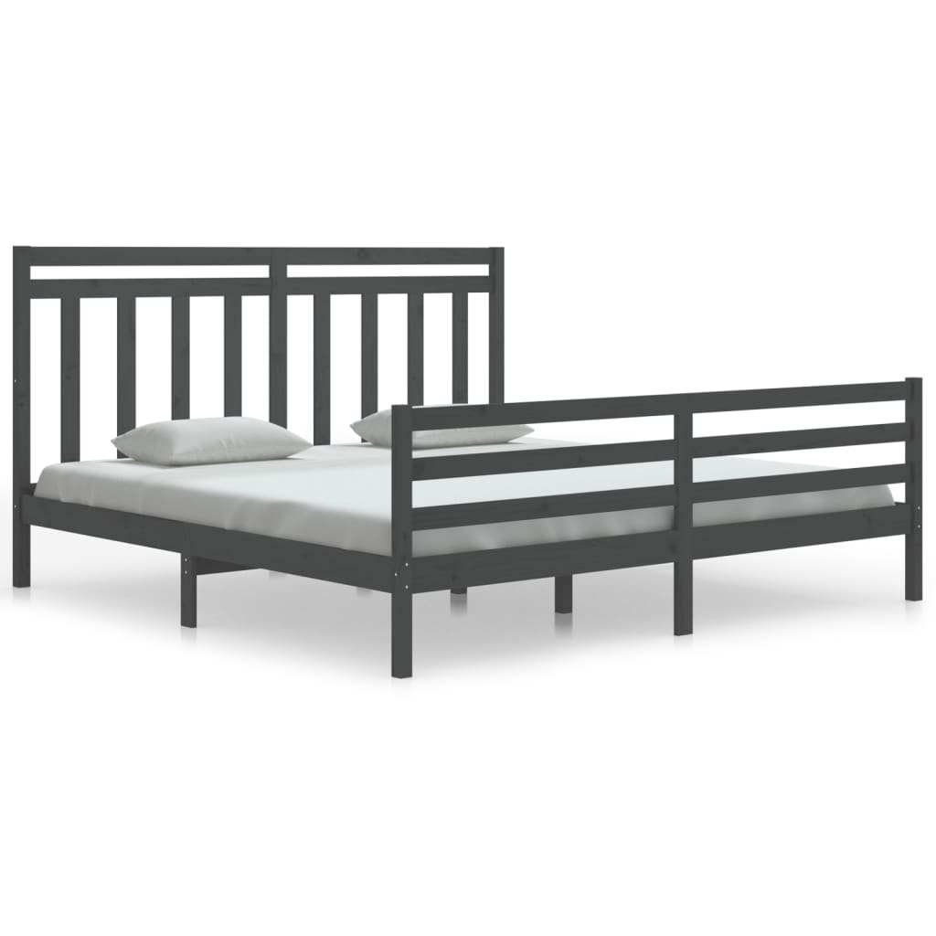 Sängynrunko harmaa täysi puu 180x200 cm 6FT Super King - Sisustajankoti.fi