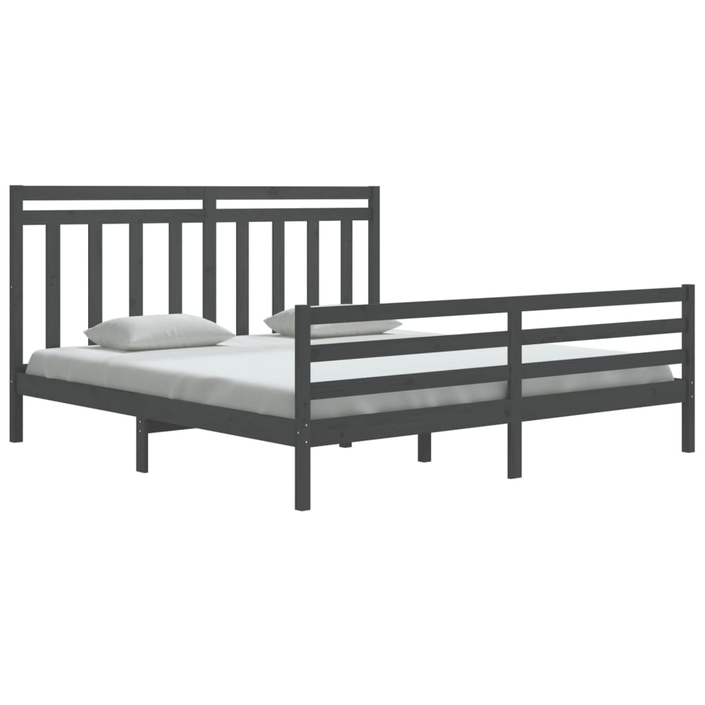 Sängynrunko harmaa täysi puu 180x200 cm 6FT Super King - Sisustajankoti.fi