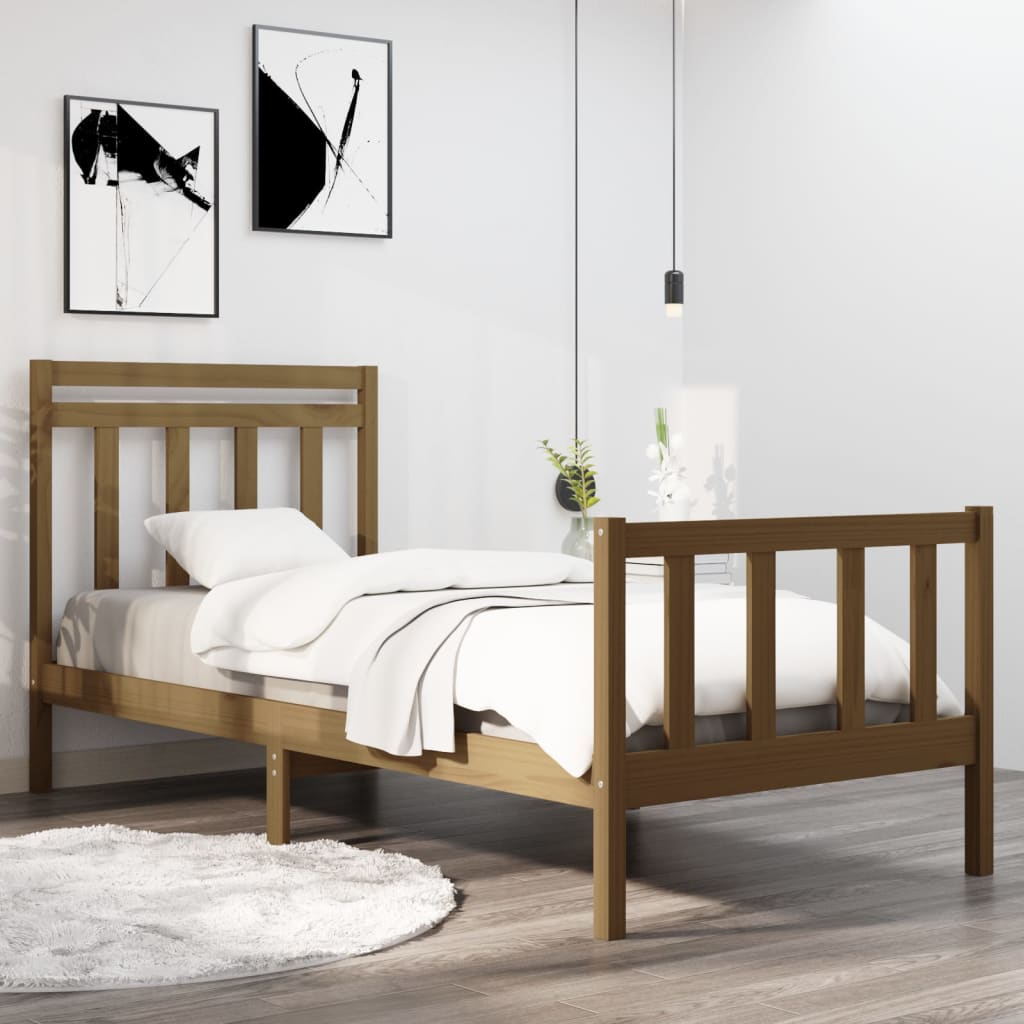 Sängynrunko hunajanruskea täysi puu 90x190 cm 3FT Single - Sisustajankoti.fi