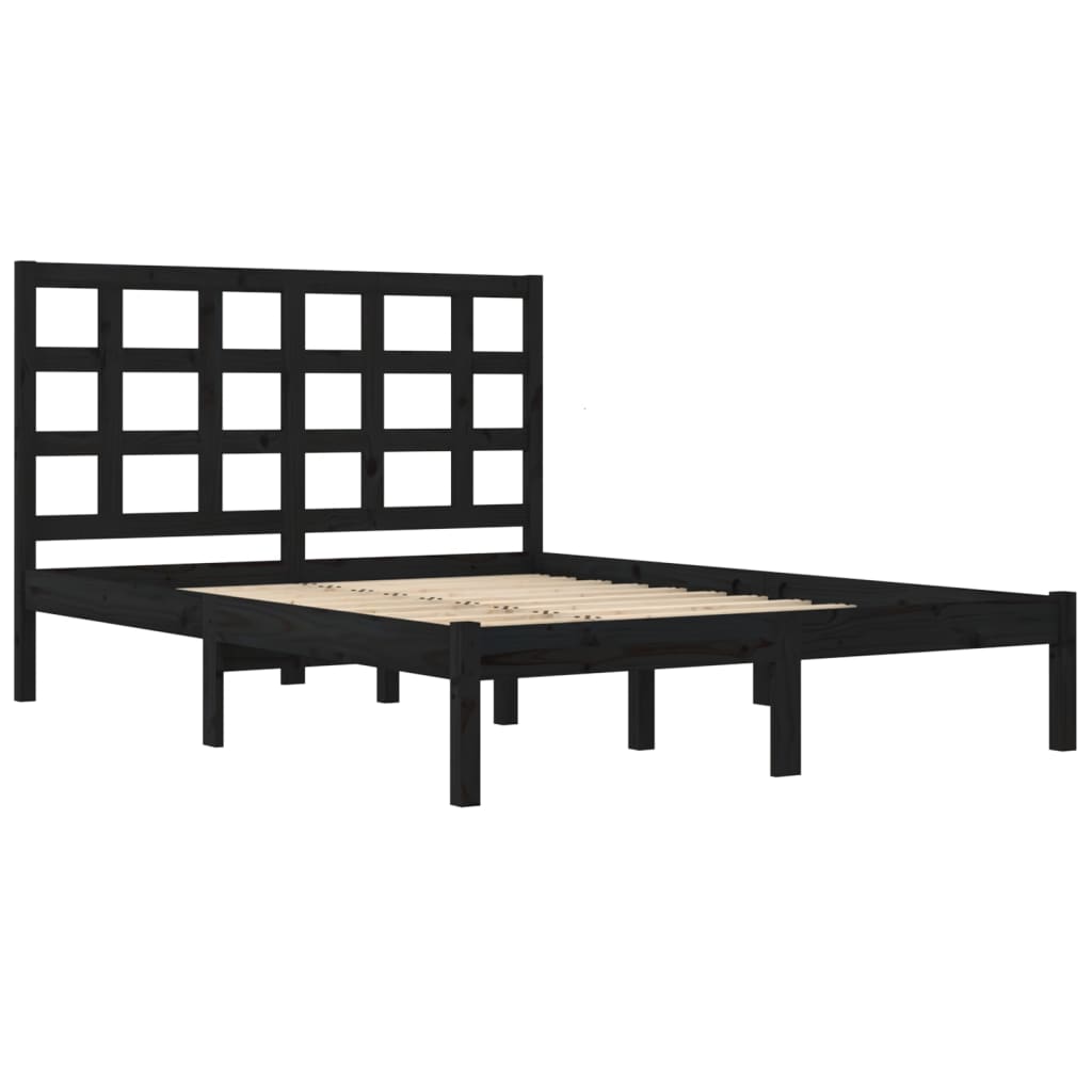 Sängynrunko musta täysi puu 200 x 200 cm - Sisustajankoti.fi