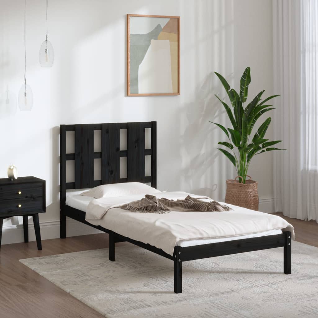 Sängynrunko musta täysi mänty 100x200 cm - Sisustajankoti.fi