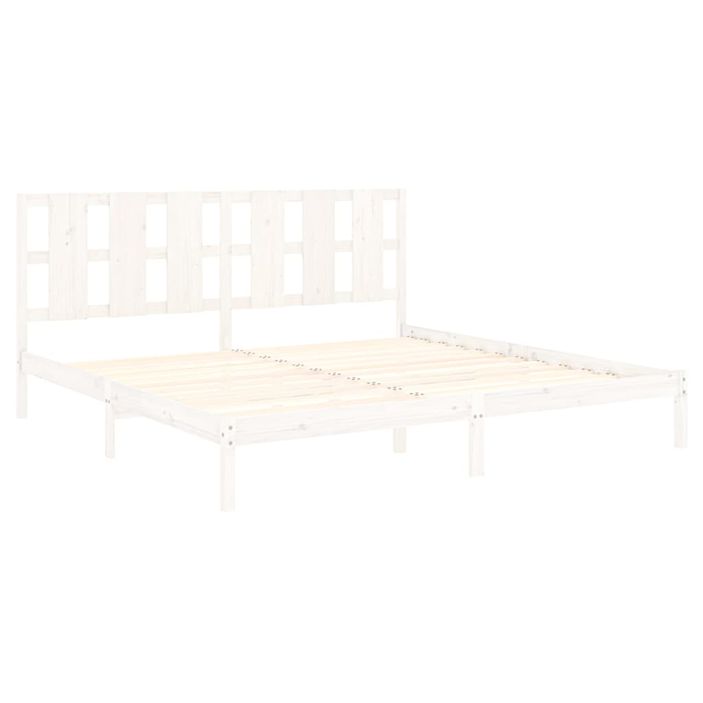 Sängynrunko valkoinen täysi mänty 200x200 cm - Sisustajankoti.fi