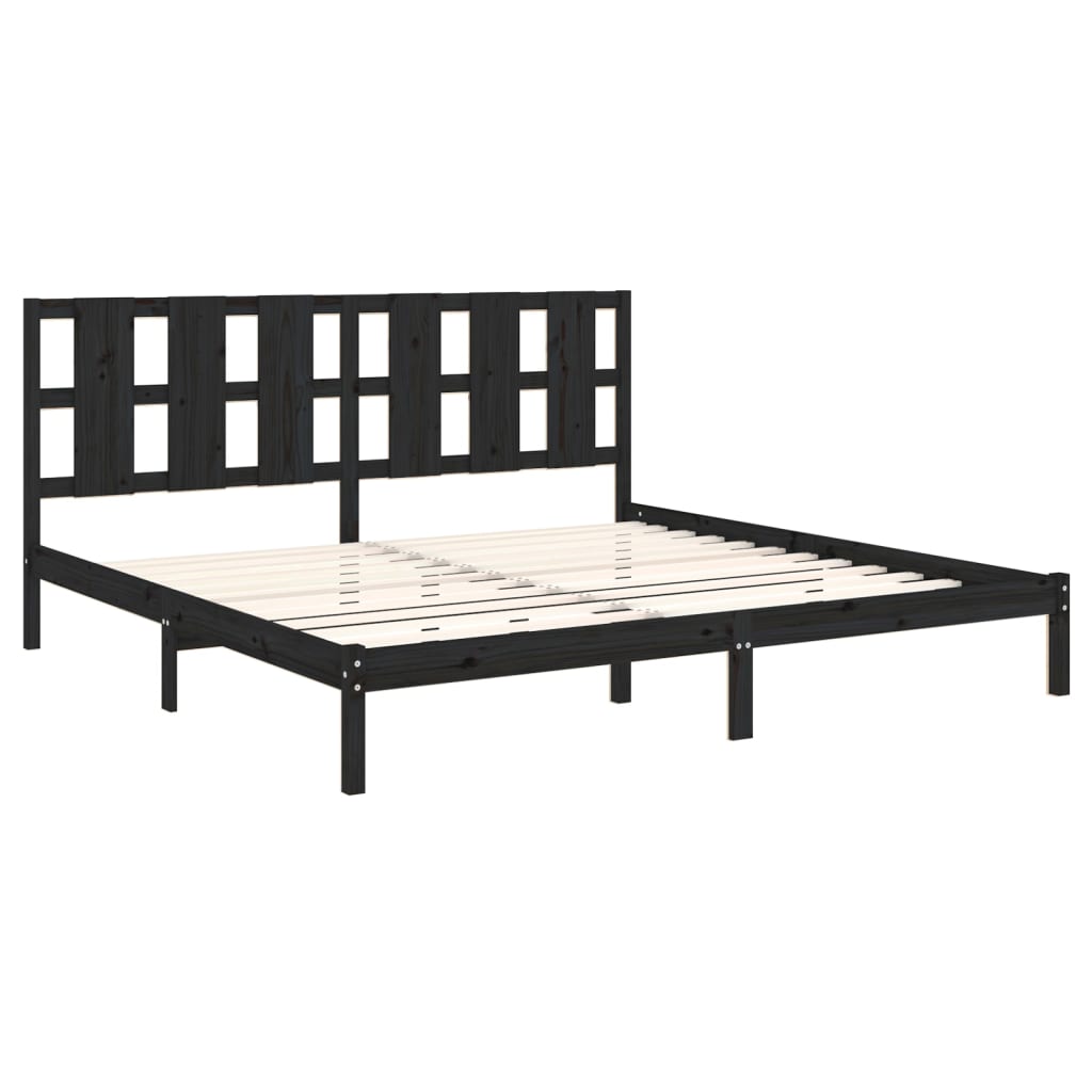 Sängynrunko musta täysi mänty 200 x 200 cm - Sisustajankoti.fi
