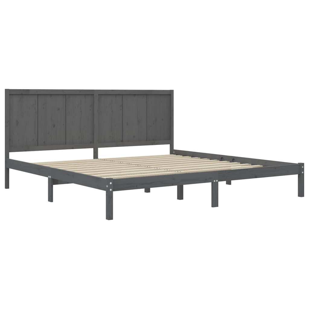 Sängynrunko harmaa täysi mänty 200x200 cm - Sisustajankoti.fi