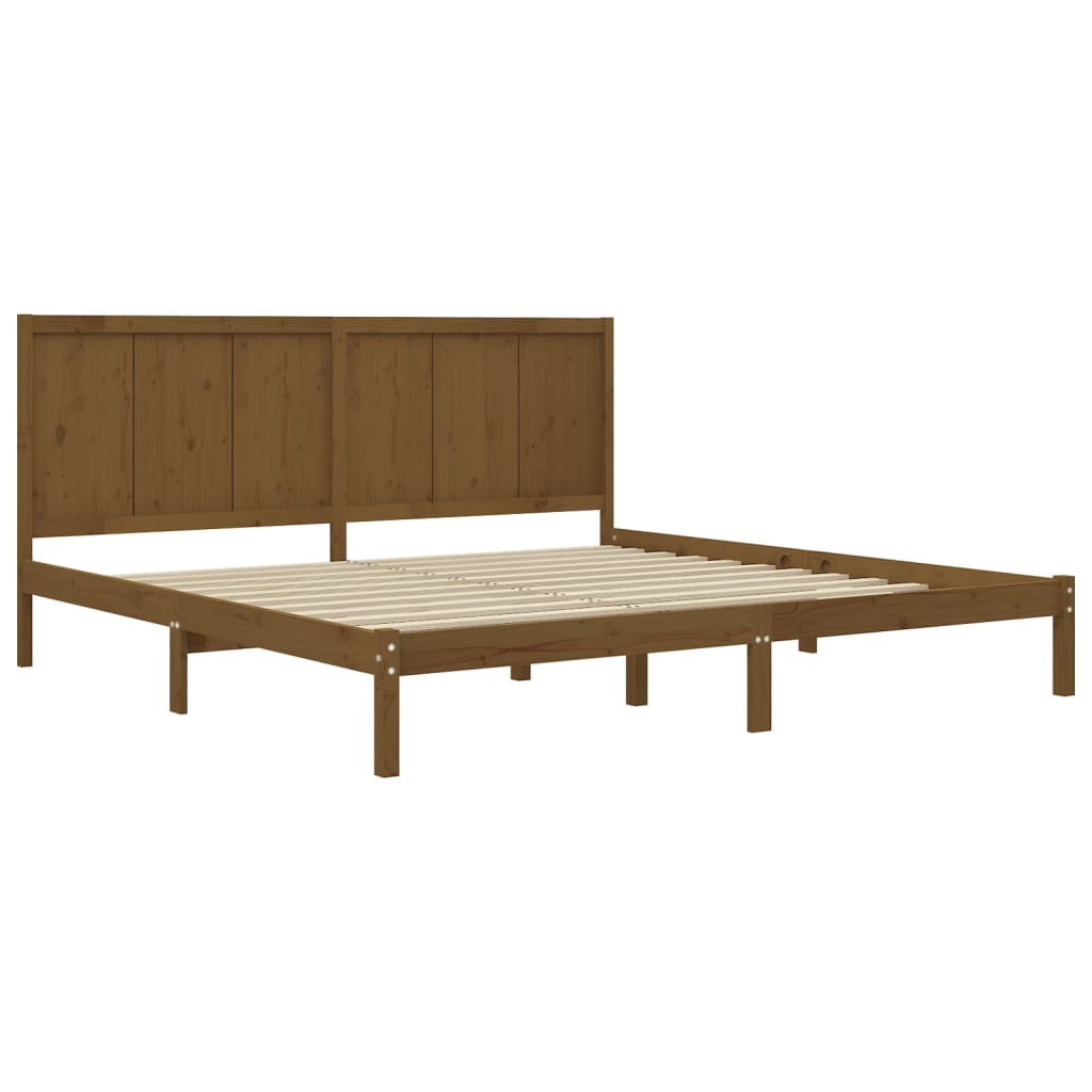 Sängynrunko hunajanruskea täysi mänty 200x200 cm - Sisustajankoti.fi