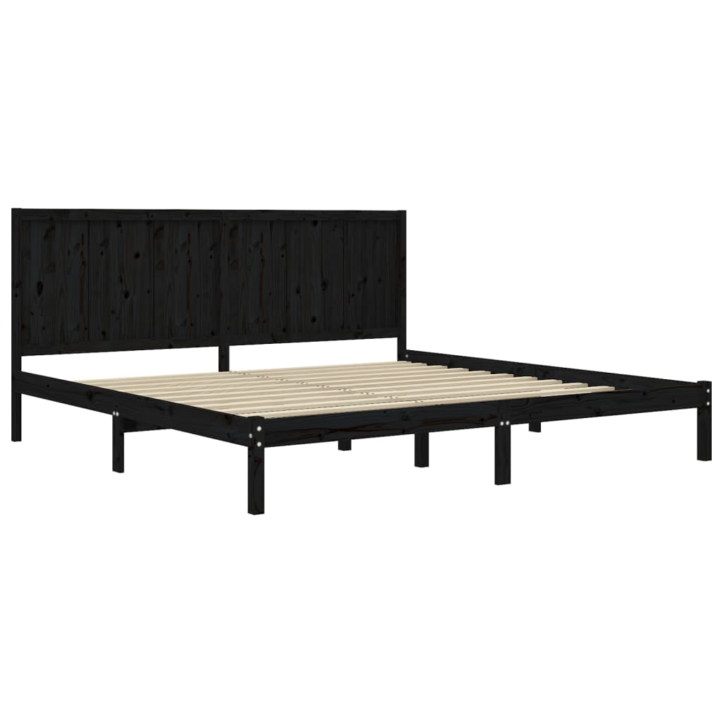 Sängynrunko musta täysi mänty 200 x 200 cm - Sisustajankoti.fi