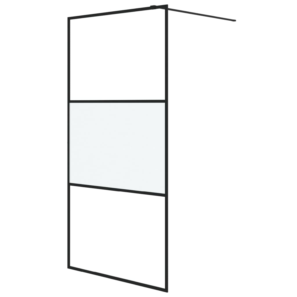 Walk-in suihkuseinäke musta 100x195 cm puolihuurrettu ESG-lasi - Sisustajankoti.fi
