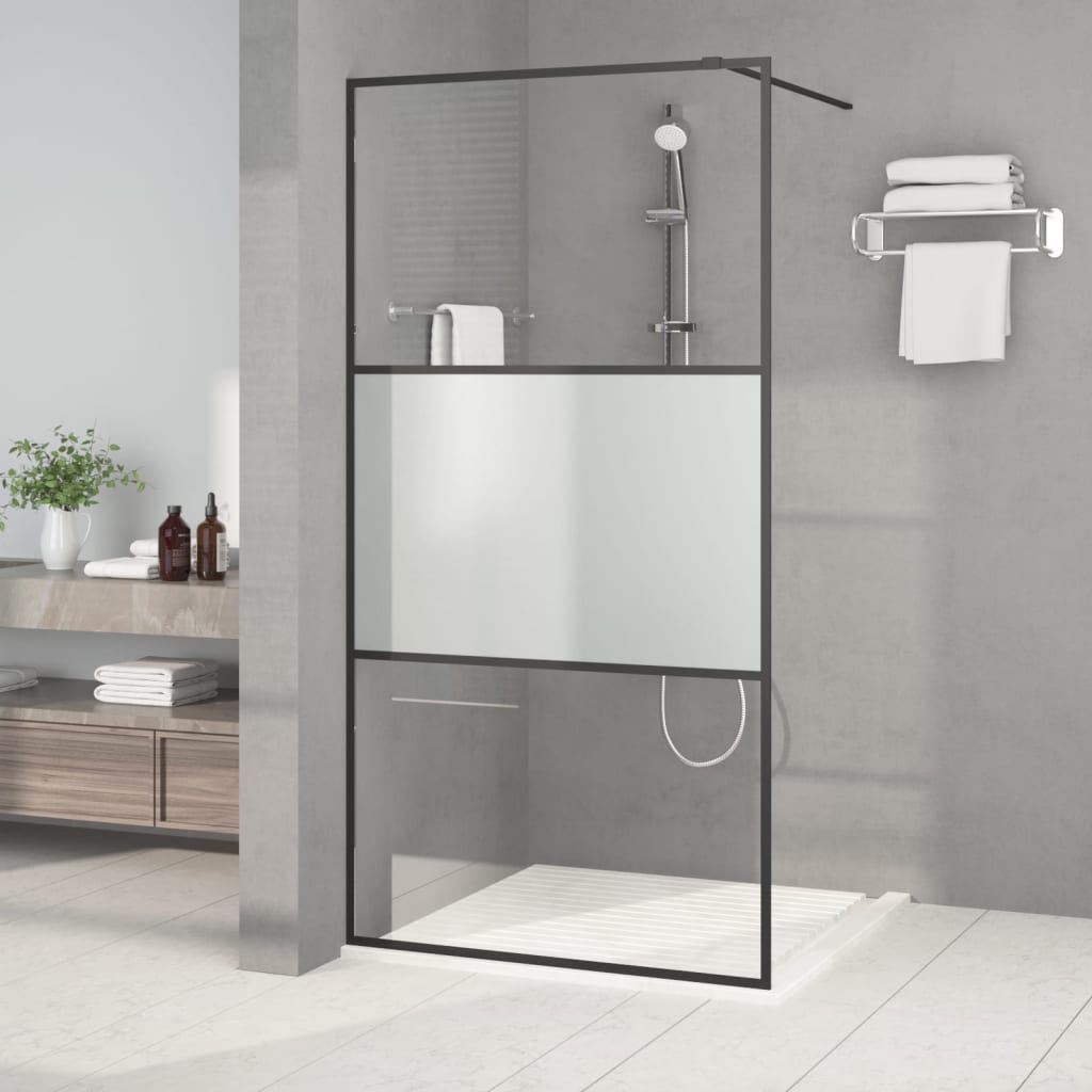 Walk-in suihkuseinäke musta 100x195 cm puolihuurrettu ESG-lasi - Sisustajankoti.fi